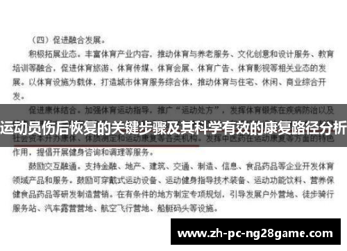 运动员伤后恢复的关键步骤及其科学有效的康复路径分析